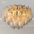 GobekUsa LED Glass Flushmount Ceiling Lamp Modern Round Fixture - Brass Finish