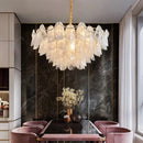 GobekUsa LED Glass Hanging Lamp Golden Leaf Shape Modern Pendant Light