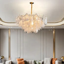 GobekUsa LED Glass Hanging Lamp Golden Leaf Shape Modern Pendant Light