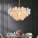 GobekUsa LED Glass Hanging Lamp Golden Leaf Shape Modern Pendant Light