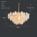 GobekUsa LED Glass Hanging Lamp Golden Leaf Shape Modern Pendant Light