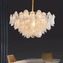GobekUsa LED Glass Hanging Lamp Golden Leaf Shape Modern Pendant Light