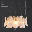 GobekUsa LED Glass Hanging Lamp Golden Leaf Shape Modern Pendant Light