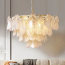 GobekUsa LED Glass Hanging Lamp Golden Leaf Shape Modern Pendant Light