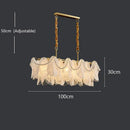 GobekUsa LED Glass Hanging Lamp Golden Leaf Shape Modern Pendant Light