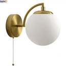 GobekUsa LED Glass Iron Wall Light with Pull Chain Switch for Corridor Living Room Bedroom