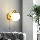 GobekUsa LED Glass Iron Wall Light with Pull Chain Switch for Corridor Living Room Bedroom