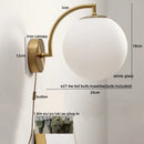 GobekUsa LED Glass Iron Wall Light with Pull Chain Switch for Corridor Living Room Bedroom
