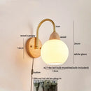 GobekUsa LED Glass Iron Wood Wall Light Fixture Modern Nordic Bedside Lamp