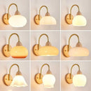 GobekUsa LED Glass Iron Wood Wall Light Fixture Modern Nordic Bedside Lamp