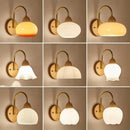 GobekUsa LED Glass Iron Wood Wall Light Fixture Modern Nordic Bedside Lamp