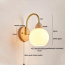 GobekUsa LED Glass Iron Wood Wall Light Fixture Modern Nordic Bedside Lamp
