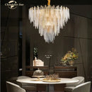 GobekUsa LED Glass Metal Leaf Chandelier: Luxury Postmodern Lighting for Home Decor, Bedroom, Living Room