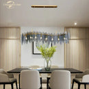 GobekUsa LED Glass Metal Leaf Chandelier: Luxury Postmodern Lighting for Home Decor, Bedroom, Living Room