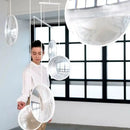 GobekUsa LED Glass Pendant Light: Stylish Round Fixture for Hall, Living Room, Restaurant