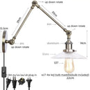 GobekUsa LED Glass Swing Arm Wall Lamps for Bedroom, Bathroom, and Stairway