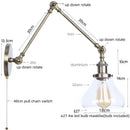GobekUsa LED Glass Swing Arm Wall Lamps for Bedroom, Bathroom, and Stairway
