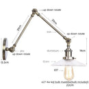 GobekUsa LED Glass Swing Arm Wall Lamps for Bedroom, Bathroom, and Stairway