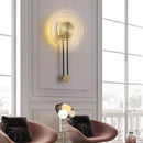 GobekUsa LED Glass Wall Lamp Stripe Design Round Light Fixture Gold Lumina