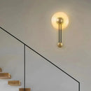 GobekUsa LED Glass Wall Lamp Stripe Design Round Light Fixture Gold Lumina