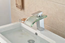 GobekUsa LED Glass Waterfall Basin Faucet | Square Single Handle Bathroom Sink Mixer