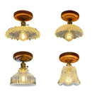 GobekUsa LED Glass Wood Ceiling Light Modern Plafondlamp for Living Room