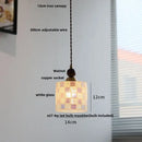 GobekUsa LED Glass & Wood Pendant Light for Aisle, Coffee Living Room - Japanese Style