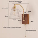 GobekUsa LED Glass & Wood Wall Lamp with Pull Chain Switch for Living Room, Bedroom, Bathroom