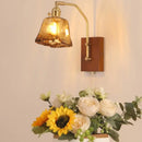 GobekUsa LED Glass & Wood Wall Lamp with Pull Chain Switch for Living Room, Bedroom, Bathroom