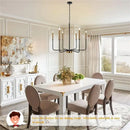 GobekUsa LED Gold & Black Candle Chandelier: Modern American Living Room Hanging Light