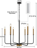 GobekUsa LED Gold & Black Candle Chandelier: Modern American Living Room Hanging Light