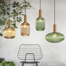 GobekUsa LED Gold Chandelier Stained Glass Pendant Lamps for Home Decoration