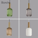 GobekUsa LED Gold Chandelier Stained Glass Pendant Lamps for Home Decoration