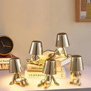 GobekUsa LED Golden Boy Table Lamp | Rechargeable Resin Night Light for Bedroom Decor