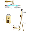 GobekUsa LED Golden Shower Faucet Set with Single Handle Rainfall Bath Mixer
