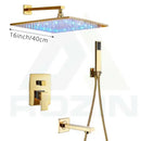 GobekUsa LED Golden Shower Faucet Set with Single Handle Rainfall Bath Mixer