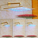 GobekUsa LED Golden Shower Faucet Set with Single Handle Rainfall Bath Mixer