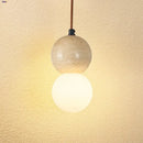 GobekUsa LED Gourd Pendant Light Fixture with Yellow Travertine and White Glass