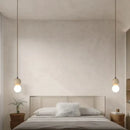 GobekUsa LED Gourd Pendant Light Fixture with Yellow Travertine and White Glass