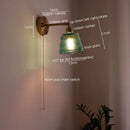 GobekUsa LED Green Glass Wall Light for Home Decor, Japanese Style, Bedroom, Living Room