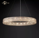 GobekUsa LED Halo Crystal Chandelier for Bedroom Living Dining Room Decor