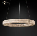 GobekUsa LED Halo Crystal Chandelier for Bedroom Living Dining Room Decor