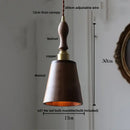 GobekUsa LED Hanging Lamp Copper Walnut Wood Pendant Light