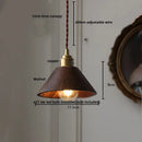 GobekUsa LED Hanging Lamp Copper Walnut Wood Pendant Light