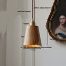 GobekUsa LED Hanging Lamp Copper Walnut Wood Pendant Light