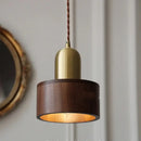 GobekUsa LED Hanging Lamp Copper Walnut Wood Pendant Light