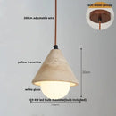 GobekUsa LED Hanging Light Fixture Yellow Travertine Nordic Wire Adjustable Pendant Lamp