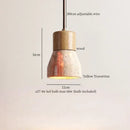 GobekUsa LED Hanging Pendant Light Mid-Century Modern Yellow Travertine Wood Living Room