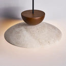 GobekUsa LED Hanging Pendant Light Mid-Century Modern Yellow Travertine Wood Living Room