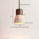 GobekUsa LED Hanging Pendant Light Mid-Century Modern Yellow Travertine Wood Living Room